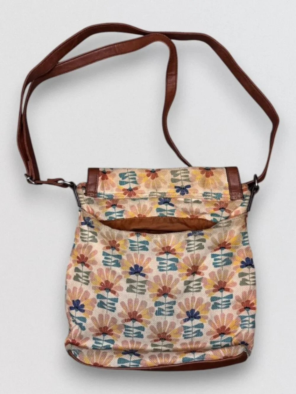 Floral Canvas Crossbody Bag Boho Messenger Adjustable Strap